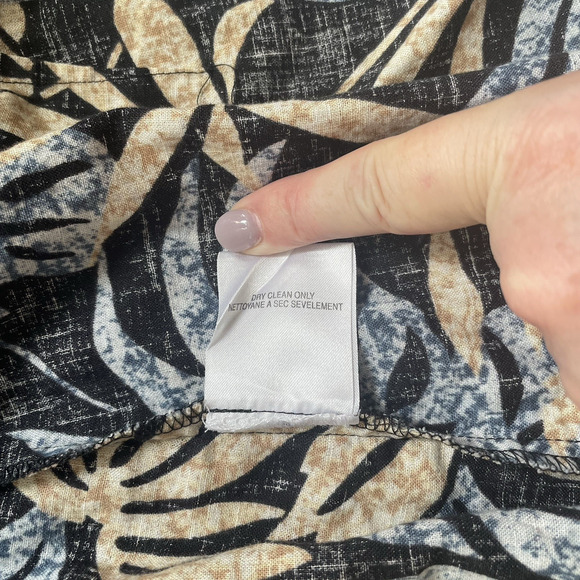 Ruff Hewn Wrap Skirt Women 12 Blue Tan Tropical Print Linen Blend Beachy Coastal - Picture 8 of 8